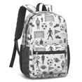 thumbnail image 2 of Soccer and Team Gray Pattern 17" School Backpacks for Teens,Waterproof Oxford Fabric,S-Shape Padded Straps for School,Travel,Hiking,Camping, 2 of 6