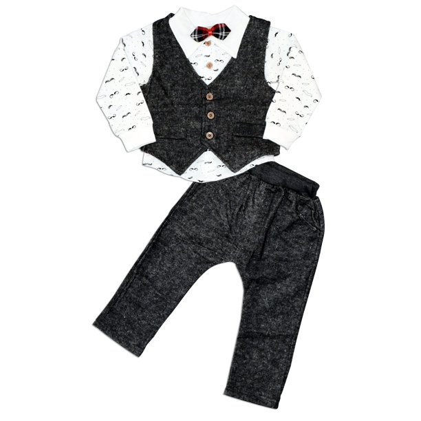 Unique Baby Unique Baby Boys 4 Piece Matching Pant & Vest Set (Pants, Shirt, Vest & Bow Tie