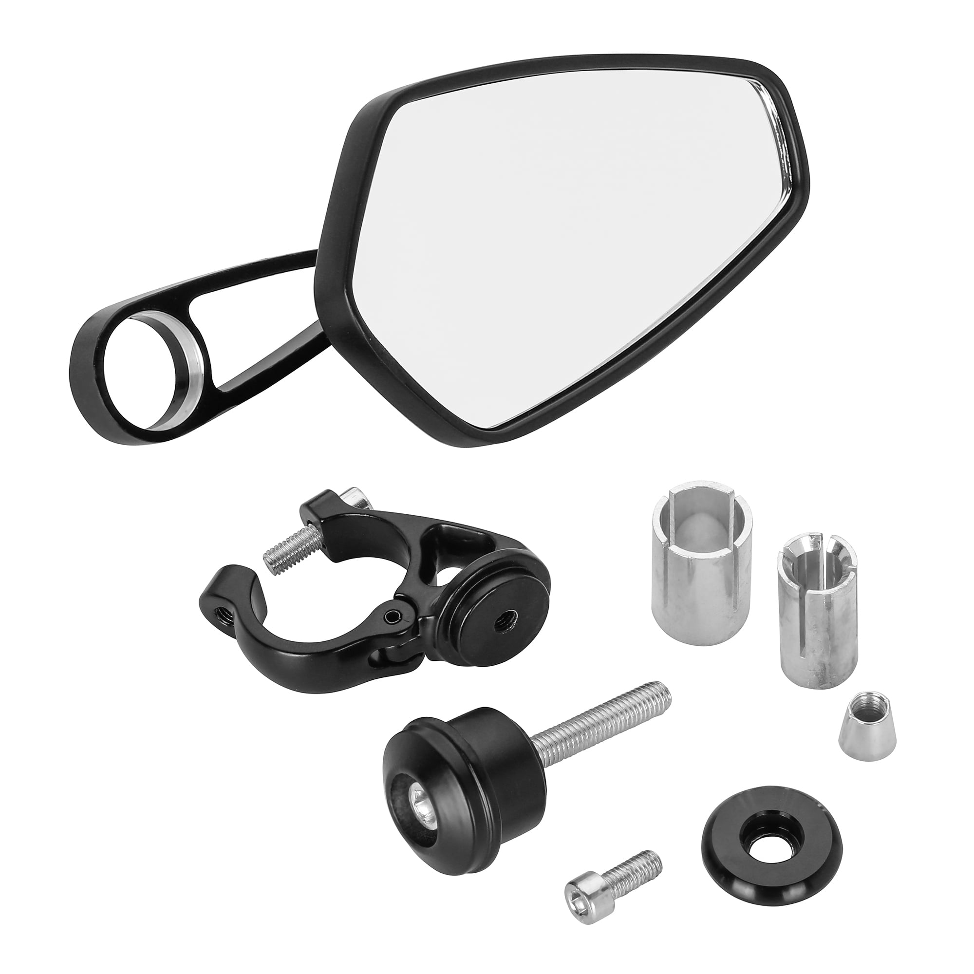 2Pcs Universal Motorcycle Mirrors, Handlebar Rear View Side Mirror Compatible for Bike, Scooter, ATV, UTV, Dirt Bike and More, Black