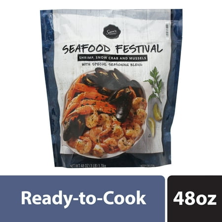 Sam's Choice Seafood Festival Shrimp, Snow Crab, Mussels, and Seasoning, 3 lb (Frozen)