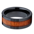 thumbnail image 2 of Ceramic Wedding Band Black Ceramic Ring Koa Wood Inlay 8mm Ceramic Ring Comfort Fit, 2 of 3