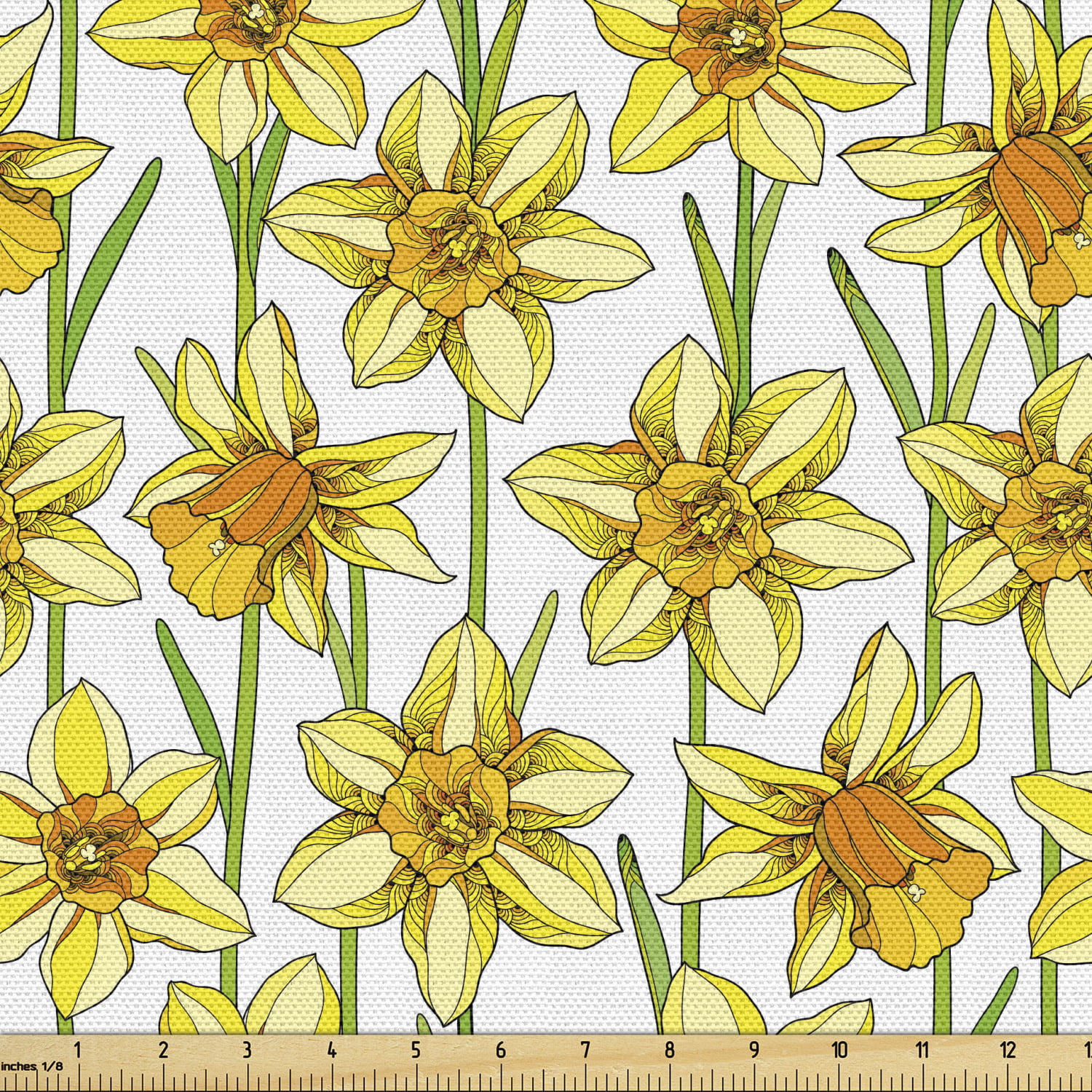 Red 58"/59" WIDTH SOLD BTY DAFFODILS FLOWER POLY COTTON PRINT FABRIC 