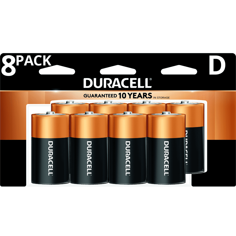 Duracell Coppertop D Battery, Long Lasting D Batteries, 8 Pack