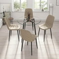 thumbnail image 2 of Anchorhome Modern 5-Piece Round Glass Dining Table Set with Faux Leather Chairs - Space-Saving Kitchen Furniture for Small Apartments, 2 of 3