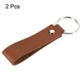 thumbnail image 3 of Uxcell Circle Keyring PU Ornament Holder Lanyard Leather Keychain, Brown 2 Pack, 3 of 5