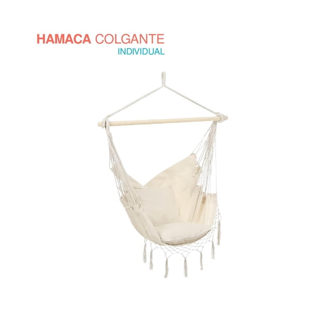 Hamaca Tipo Columpio Almohadones blanco 6.49 pulg Elly Decor ED-HCWH