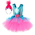 thumbnail image 2 of Vestido de tutú de Trolls para niñas, disfraces de cumpleaños de princesa Poppy para niños, vestidos de elfos mágicos para Halloween, trajes de flores de hadas para niñas, 2 of 4