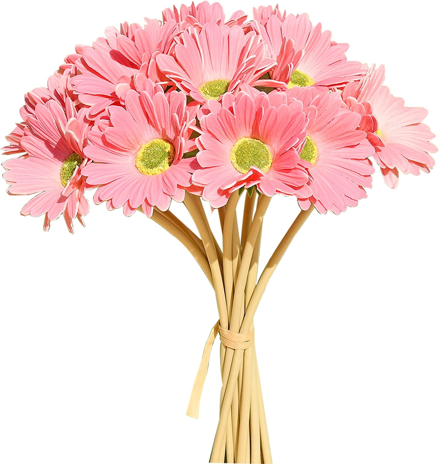 MAMOWEAR Artificial Flowers Silk Gerbera Daisies, 12pcs Fake Flowers