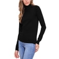 thumbnail image 4 of Suéter de cuello alto Inspire Chic para mujer, blusa de punto acanalado de manga larga, XS, negro, 4 of 6
