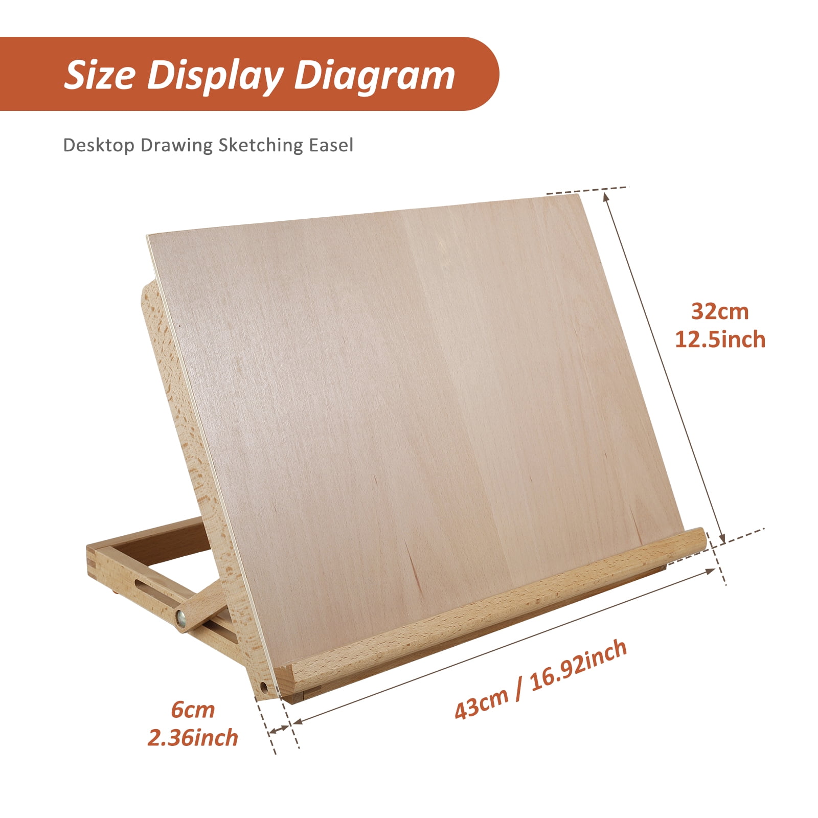 Ikoopy Large Drawing Board Easel Solid Beech Wood Tabletop Painting Easel with Smooth Surface Adjustable Angle Art Easel Folding Drawing and Sketching Board for Artists Beginners Student