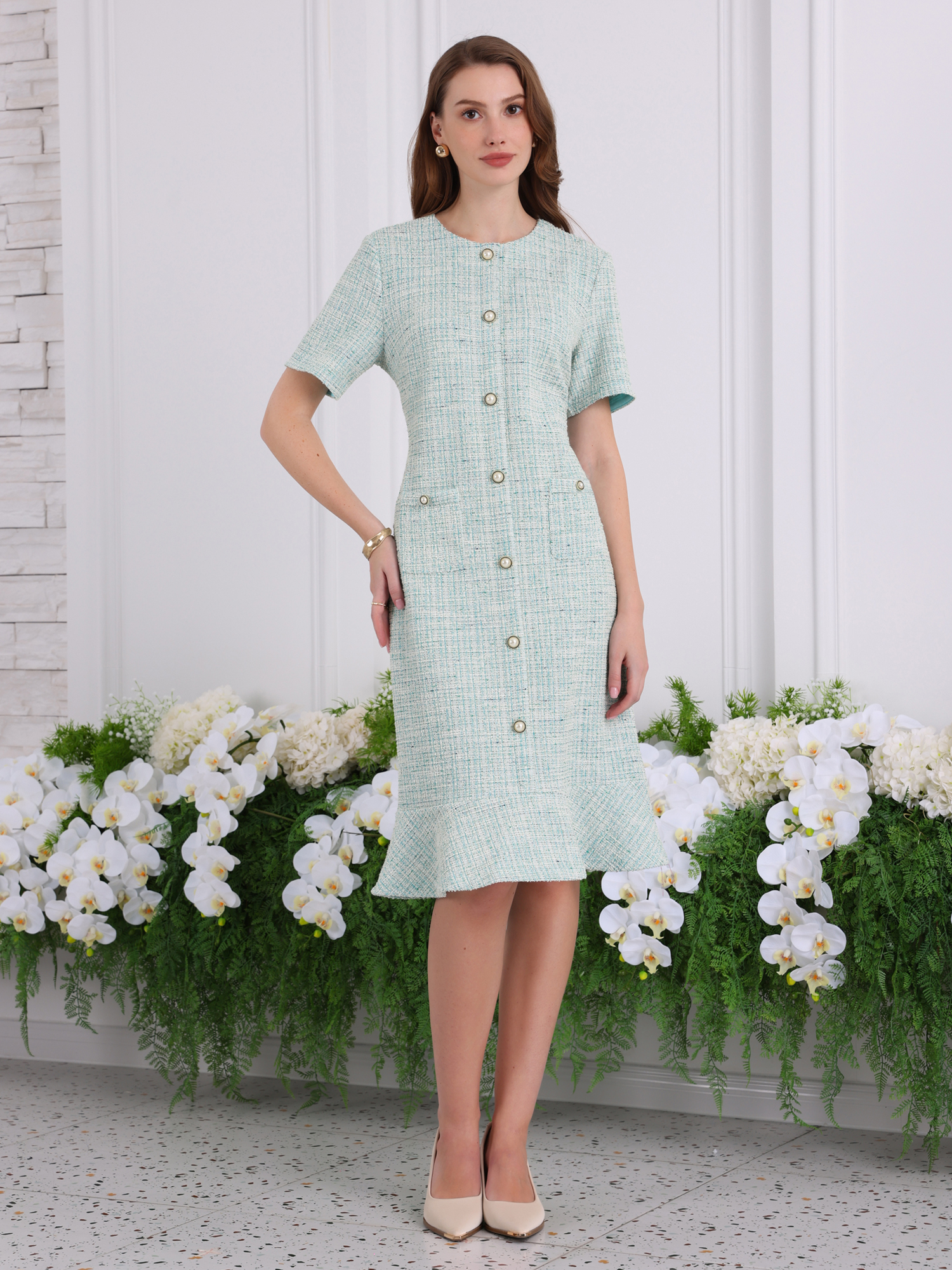DARING DIVA Women's Short Sleeve Elegant Wedding Bodycon Fishtail Dress XL Cyan