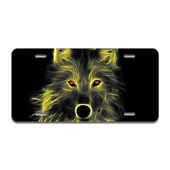 Neon Wolf Aluminum License Plate| License Plate 12" X 6" Fits Any Car, Truck, SUV, RV, or Trailer | Made in The USA
