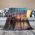 Alepadnf City Skyline Bridge River Super Soft Flannel Throw Blanket All