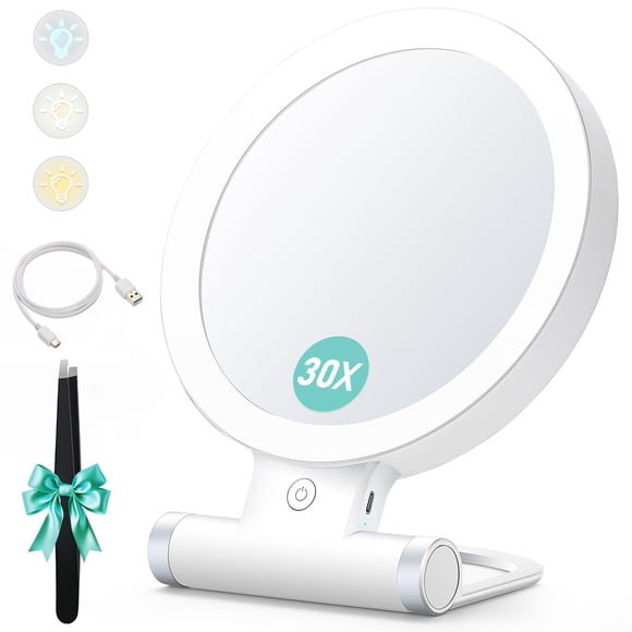 Espejo de aumento B Beauty Planet 30X/1X con luz, plegable