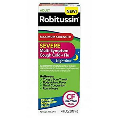 Robitussin  Cf Nighttime Cough Cold Flu  Count 1 - Cough Syrup/ Cold Liquid / Grab Varieties & Flavors