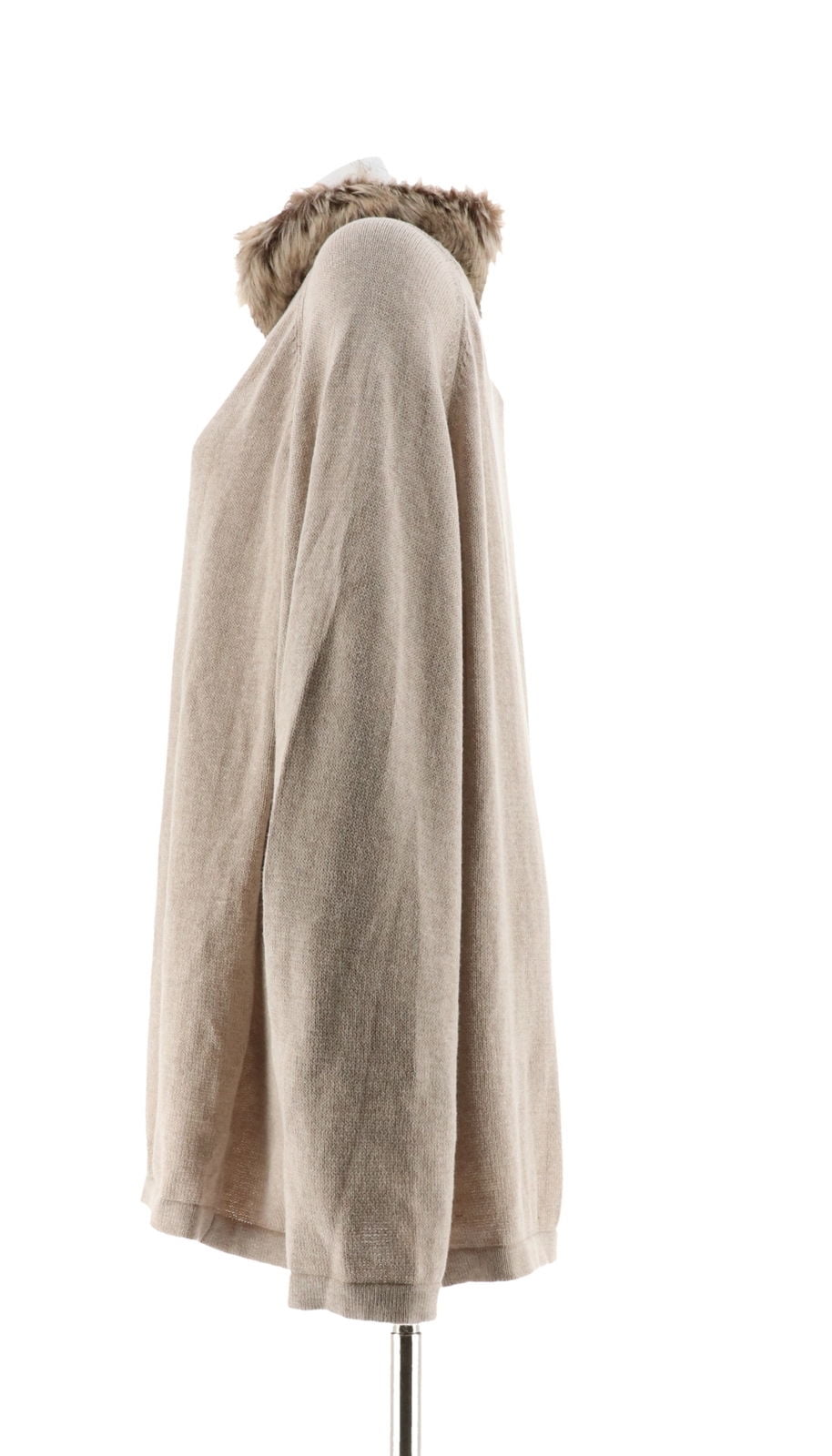 Iman Platinum Luxe Black Touch Cashmere Cape Faux Fur Collar XL//1X New 575-545