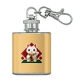 thumbnail image 1 of Cute Lucky Cat Maneki-Neko Stainless Steel 1oz Mini Flask Key Chain, 1 of 3