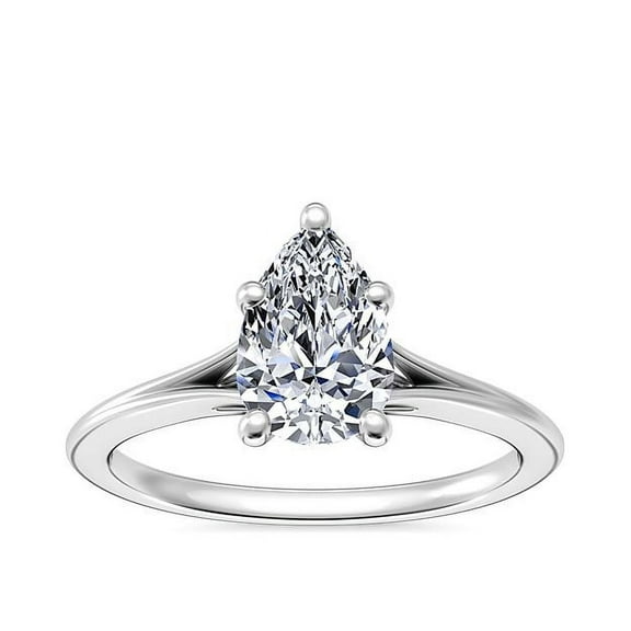 1.00 Carat Pear Cut Natural Diamond Elegant Solitaire Style Engagement Ring for Ladies Solid 14K White Gold Size 7