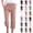 #02 Light pink, variant on Women 3/4 Length Wide Leg Capris Pants Casual Comfy Drawstring Elastic Waist Pants with Side Pockets, Light Gray S