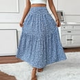 thumbnail image 4 of GXIPO Womens 2025 Maxi Skirt Casual Flowy Elastic High Waist Long Skirts with Pockets Summer Beach Cover Up Blue XL, 4 of 9