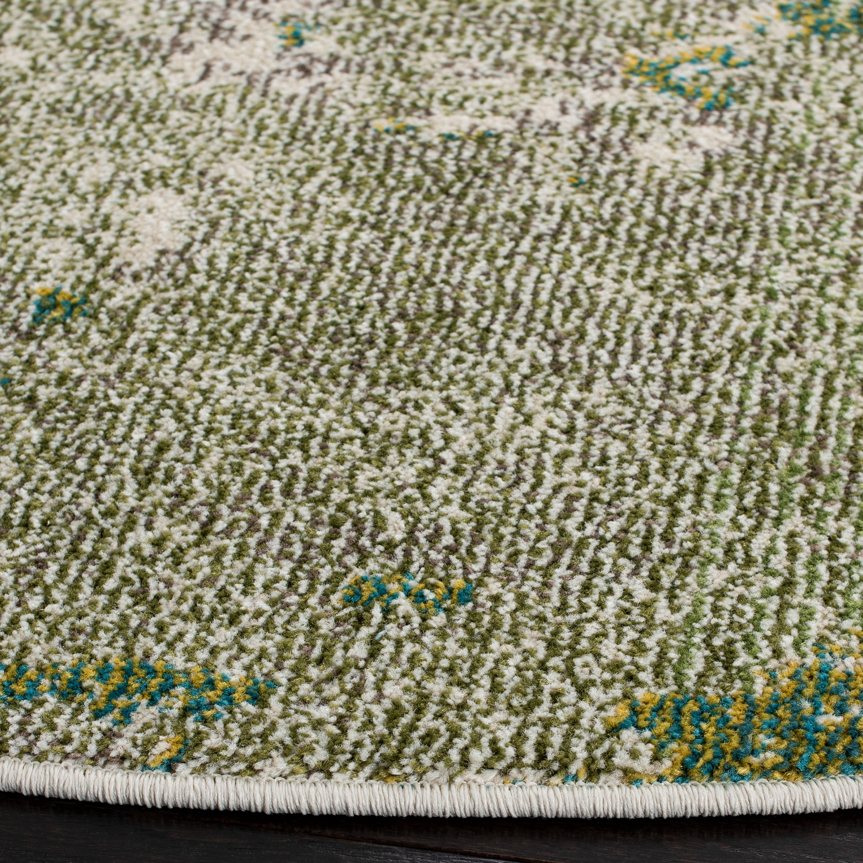 SAFAVIEH Madison Seanan Abstract Area Rug, Green/Ivory, 6'7" x 6'7" Round