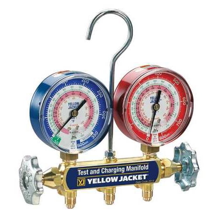 2 Valve Aluminum Manifold - YELLOW JACKET 42001 Mechanical Manifold Gauge Set,2-Valve