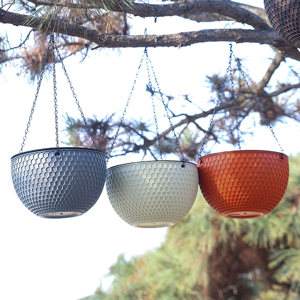 unbranded 4 pcs Hanging Planter Self Watering Hanging Flower Pots Pots Window Plants Basket with Drain Holes Metal Chain for 10 Inch
