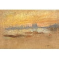 thumbnail image 2 of Whistler, James McNeill 18x13 Black Ornate Wood Framed with Double Matting Museum Art Print Titled - Sunset Red And Gold Salute 1880, 2 of 4