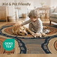thumbnail image 4 of ODIKA 9'x12' Washable Area Rug Low Pile, Flatwoven, Grain Tree Ring Nature Art With Rustic Stump Motif Vintage Wood Refined for Great Room, Indoor Concept, Large Living, 4 of 7
