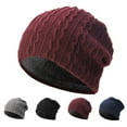 thumbnail image 5 of Xfvqtps Mens and Womens Slouchy Hat Knit Fleece Lining Solid Colors Fashion Thickened Windproof Coldproof Warm Winter Beanie Navy, 5 of 5