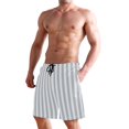thumbnail image 2 of Dailycode Men's Quick Dry Swim Trunks Beach Shorts Casual Summer Board Shorts with Pockets, Sky Gray and White Stripes, 2 of 8