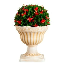 Nearly Natural 22in. UV Resistant Artificial Red Tip Photinia Christmas Ball in Classic Decorative Planter (Indoor/Outdoor)