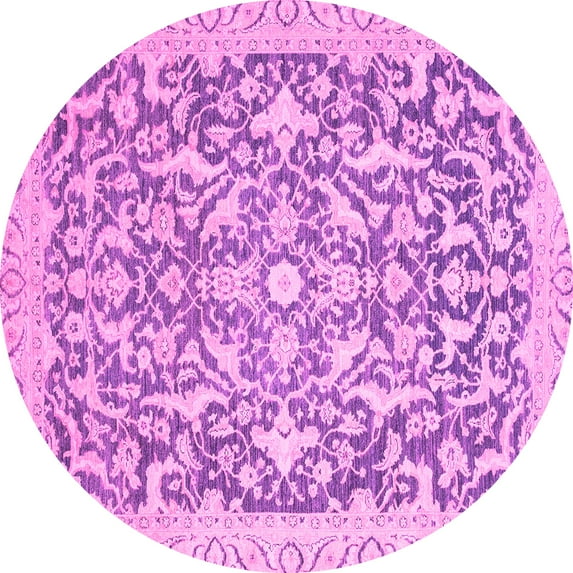 Ahgly Company Indoor Round Oriental Pink Modern Area Rugs, 6' Round