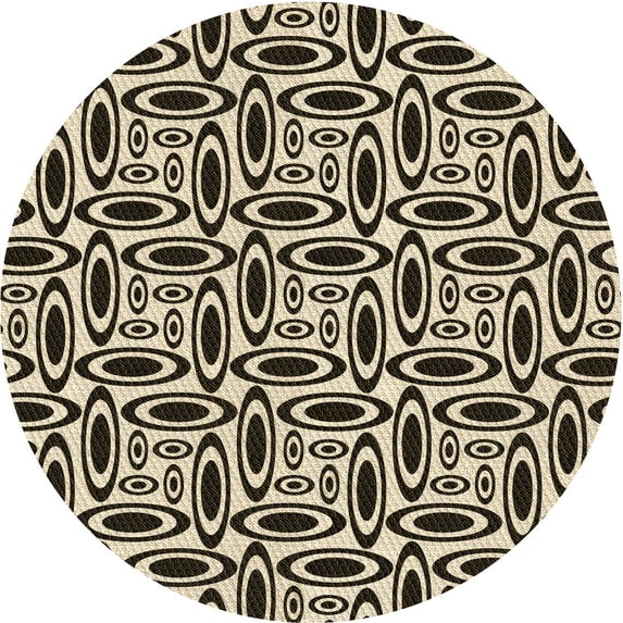 Ahgly Company Machine Washable Indoor Round Transitional Deep Peach Orange Area Rugs, 6' Round