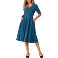 thumbnail image 2 of INSPIRE CHIC 1950s Vintage Dresses for Women's V Neck Half Sleeve Swing Dress with Pockets, 2 of 5