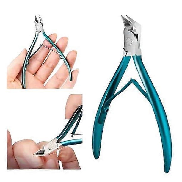 Cortaúñas para uñas encarnadas gruesas con mandíbula de apertura ancha y mango largo antideslizante azul
