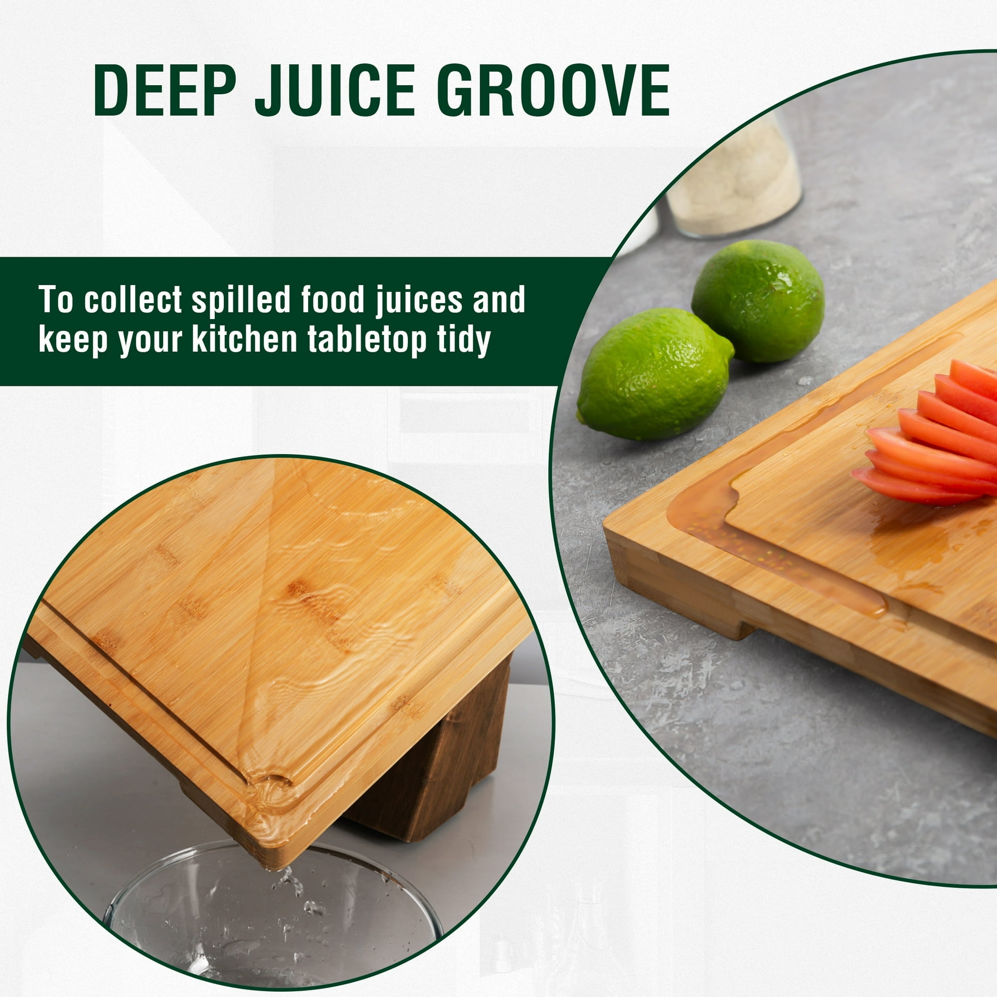 Empune 30 x 20 Extra Large Bamboo Cutting Board, Wooden Chopping Board for Kitchen, Stove Top Cover Large Charcuterie Board, Over the Sink Cutting Board, 4XL