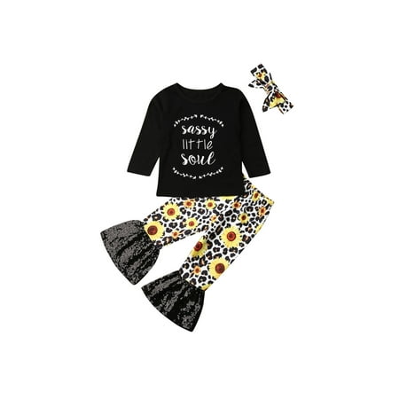 

Emmababy Baby Girl Clothes Set Letter Print Sweatshirt Leopard Pants Headband Outfits
