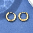 thumbnail image 4 of Ion Plating(IP) 304 Stainless Steel Huggie Hoop Earrings Hypoallergenic Earrings with 316 Surgical Stainless Steel Pin Golden 10 Gauge, 4 of 5