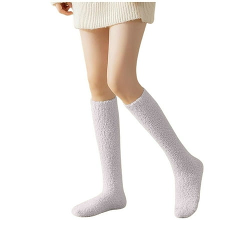 LARUYEKO Coral Velvet Calf Socks for Women in Autumn and Winter Plus Velvet Thickened Home Floor Sleeping Confinement Warm Winter Stockings Dolls Lingerie Footlocker I Heart Raves Sequin Compression