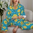 thumbnail image 4 of Goofa Bee Sunflower Printed Women’s 2 Piece Pajama Set Super,Pajamas Women's Long Sleeve Sleepwear Soft Button Down Loungewear Pjs Lounge Set Nightwear-Large, 4 of 9