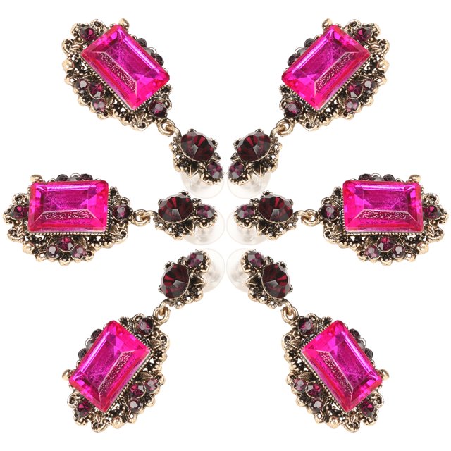 Pendientes, 3 pares de pendientes de diamantes y esmeraldas, pendientes retro de alto rendimiento