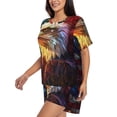 thumbnail image 2 of Haiem Geometric American Bald Eagle Pattern Pajama Set for Women 2 Piece Lounge Set Short Sleeve Tops and Shorts Soft Sleepwear-X-Large, 2 of 7