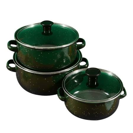 

3 Pcs Mini Soup Pot Three-piece Set Saucepan with Lid Green Pans Stockpot with Lid Enamel Casserole Enamel Stock Pot