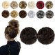 thumbnail image 1 of Feidylong 2 piezas de pelo de moño desordenado ondulado rizado Scrunchies sintético moño cola de caballo extensiones de cabello grueso Updo postizos para mujeres niñas (negro marrón), 1 of 1