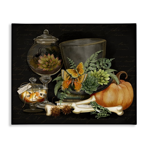Stupell Industries Dark Academia Bookstack & Motif Canvas Wall Art design by Nicole Tamarin, 16 x 20