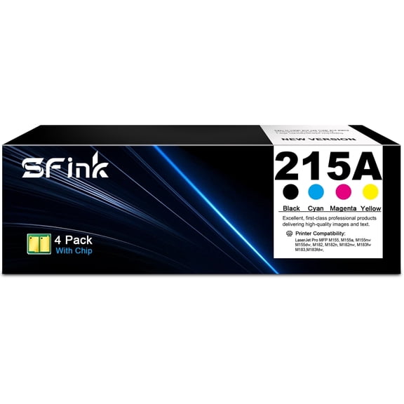 215A Toner Cartridges Compatible for HP215A W2310A W2311A W2312A W2313A for Color LaserJet Pro MFP M183fw M182n M182nw M182 M183 M155 M155a M155nw (4 Pack Black Cyan Magenta Yellow)