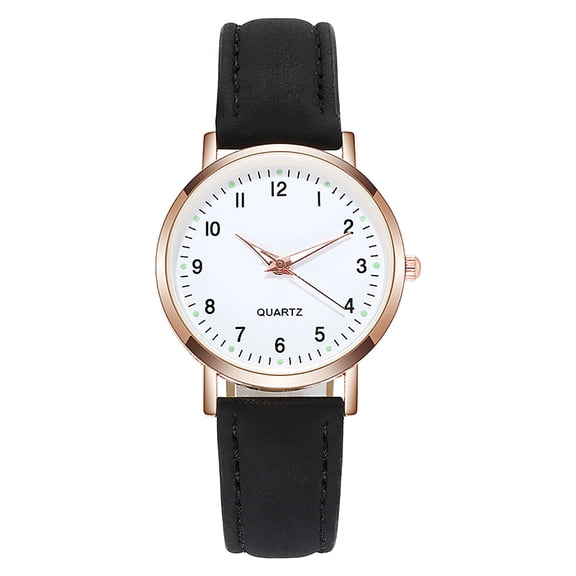 Resicozy Women's Gold Watch Leather Strap Small Watch with White Dial Casual Fashion Quartz Wristwatch Black