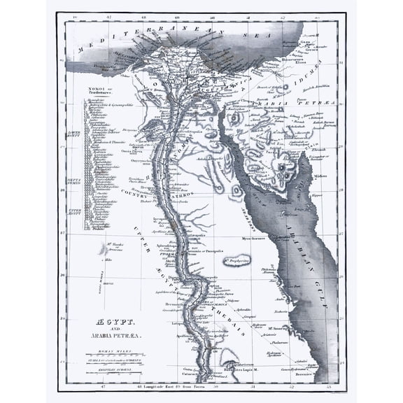 Historic Map - Egypt Arabia - Oxford 1828 - Vintage Wall Art