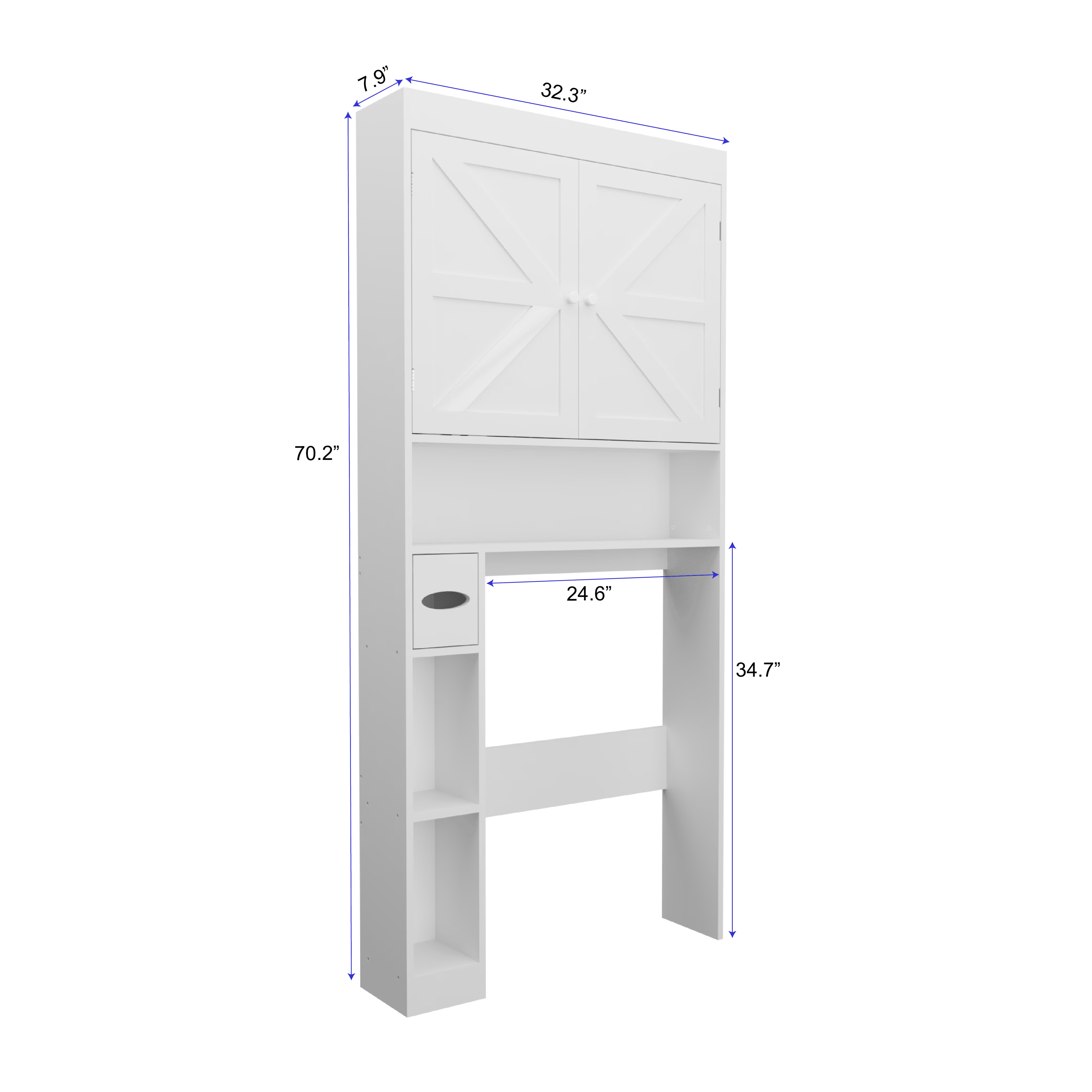 MAYEERTY Over-The-Toilet Storage Cabinet, Farmhouse Style, Bathroom Space Saver with 2 Doors